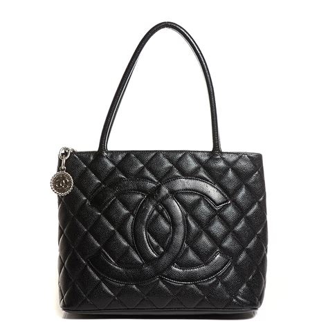 chanel quilted caviar tote|CHANEL Caviar Quilted Medallion Tote Black .